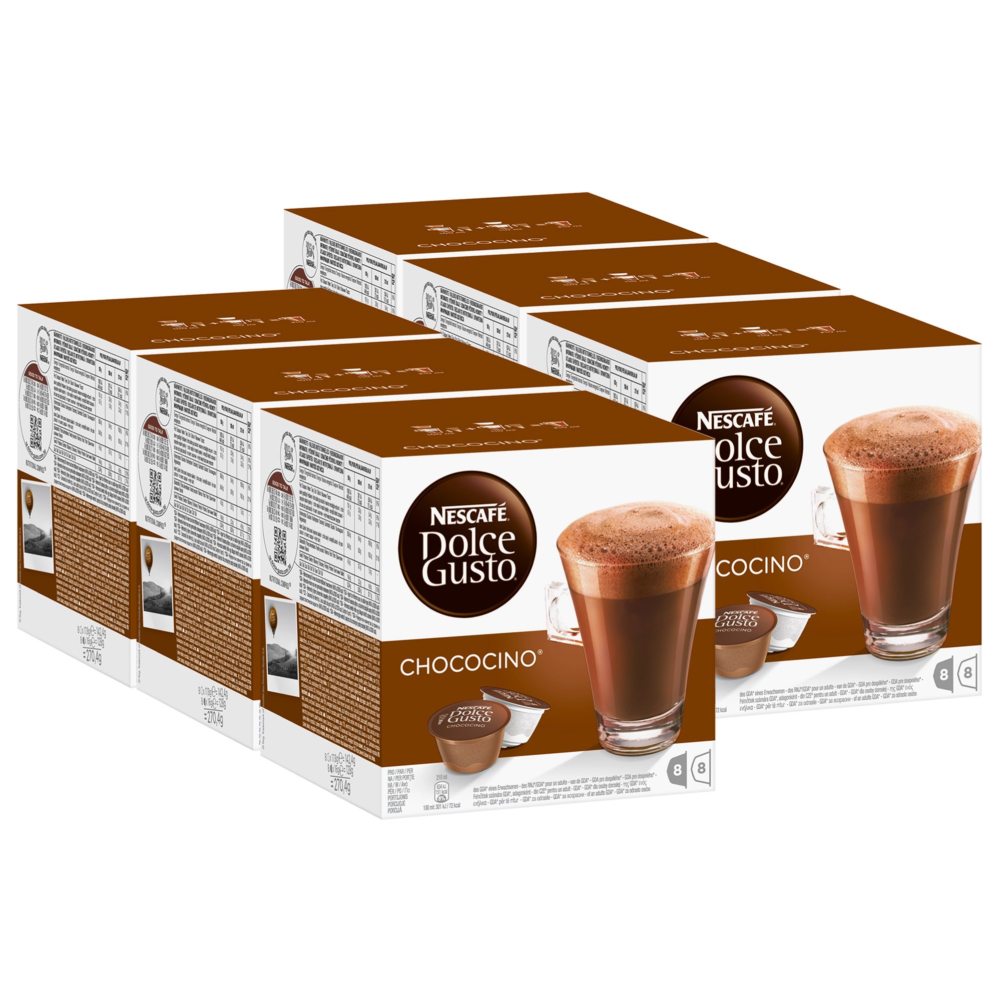 Nescafé Dolce Gusto Chococino Kakao, 6 Confezioni, 6 x 16 Capsule
